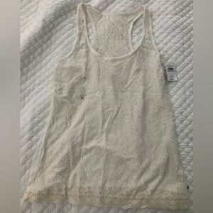 Abercrombie & Fitch Elegant Lace Tank Top - Cream